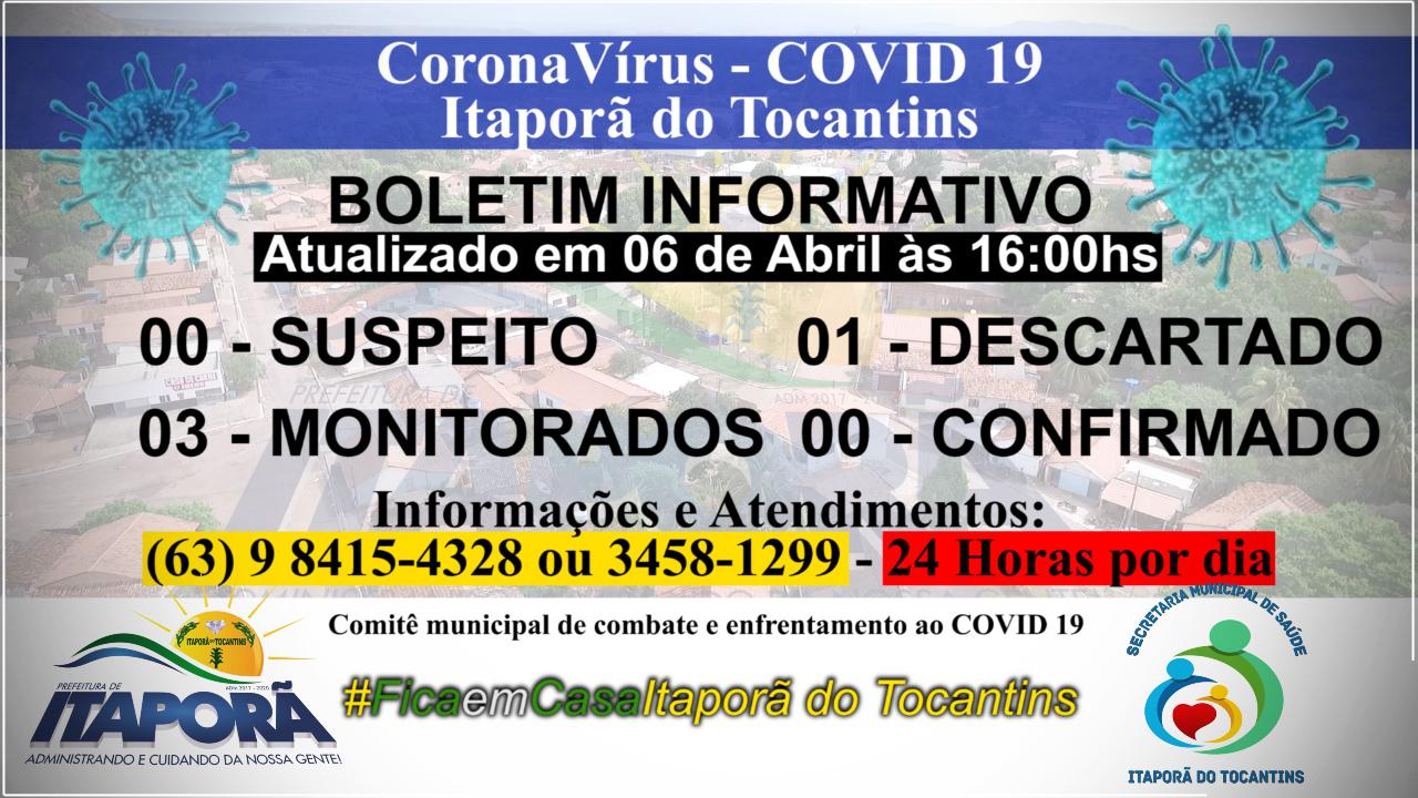 Boletim COVID-19 dia 06 de Abril