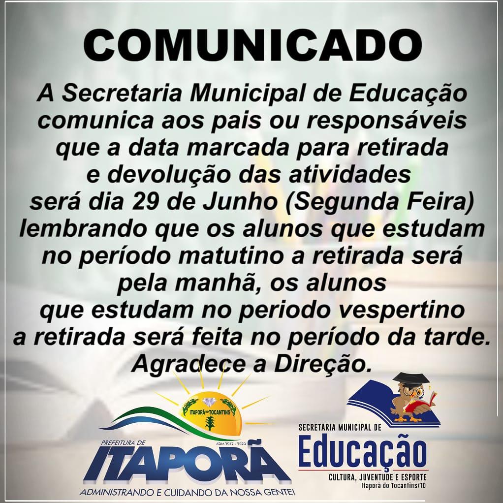 COMUNICADO - Secretaria Municipal de Educação