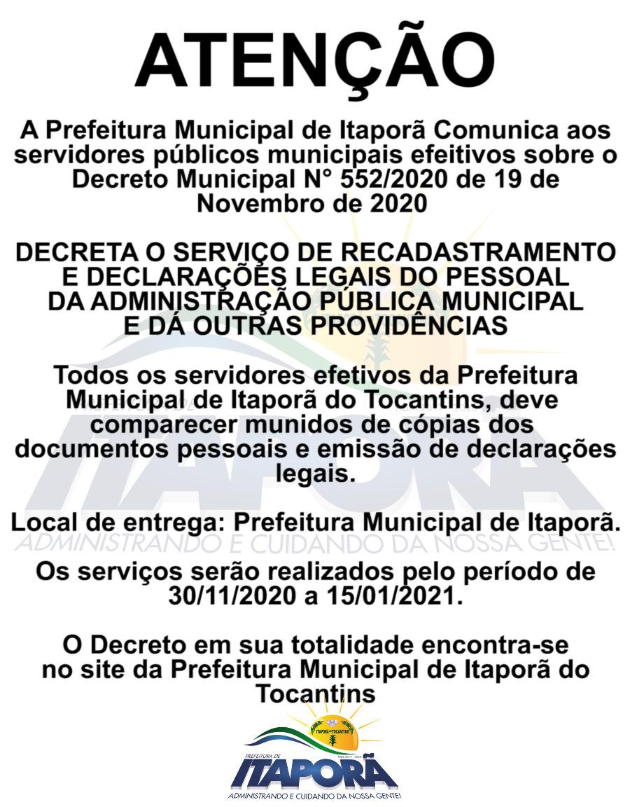 SERVIÇO DE RECADASTRAMENTO E DECLARAÇÕES LEGAIS DO PESSOAL DA ADMINISTRAÇÃO PÚBLICA MUNICIPAL 