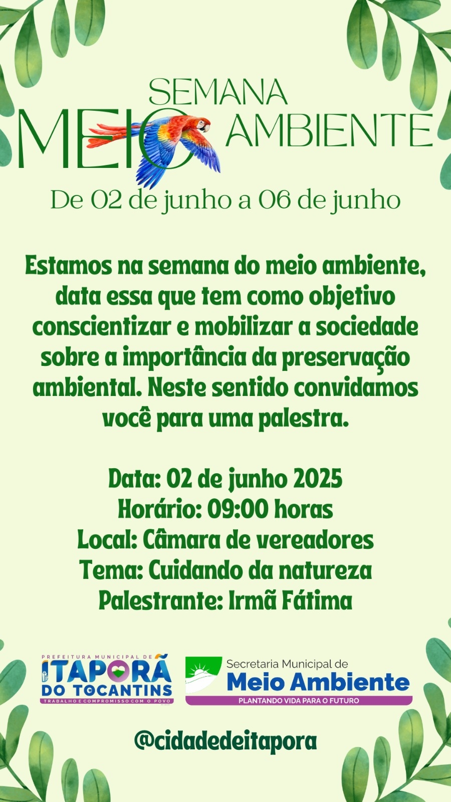 Secretaria Municipal de Meio Ambiente promove Semana do Meio Ambiente com ações especiais