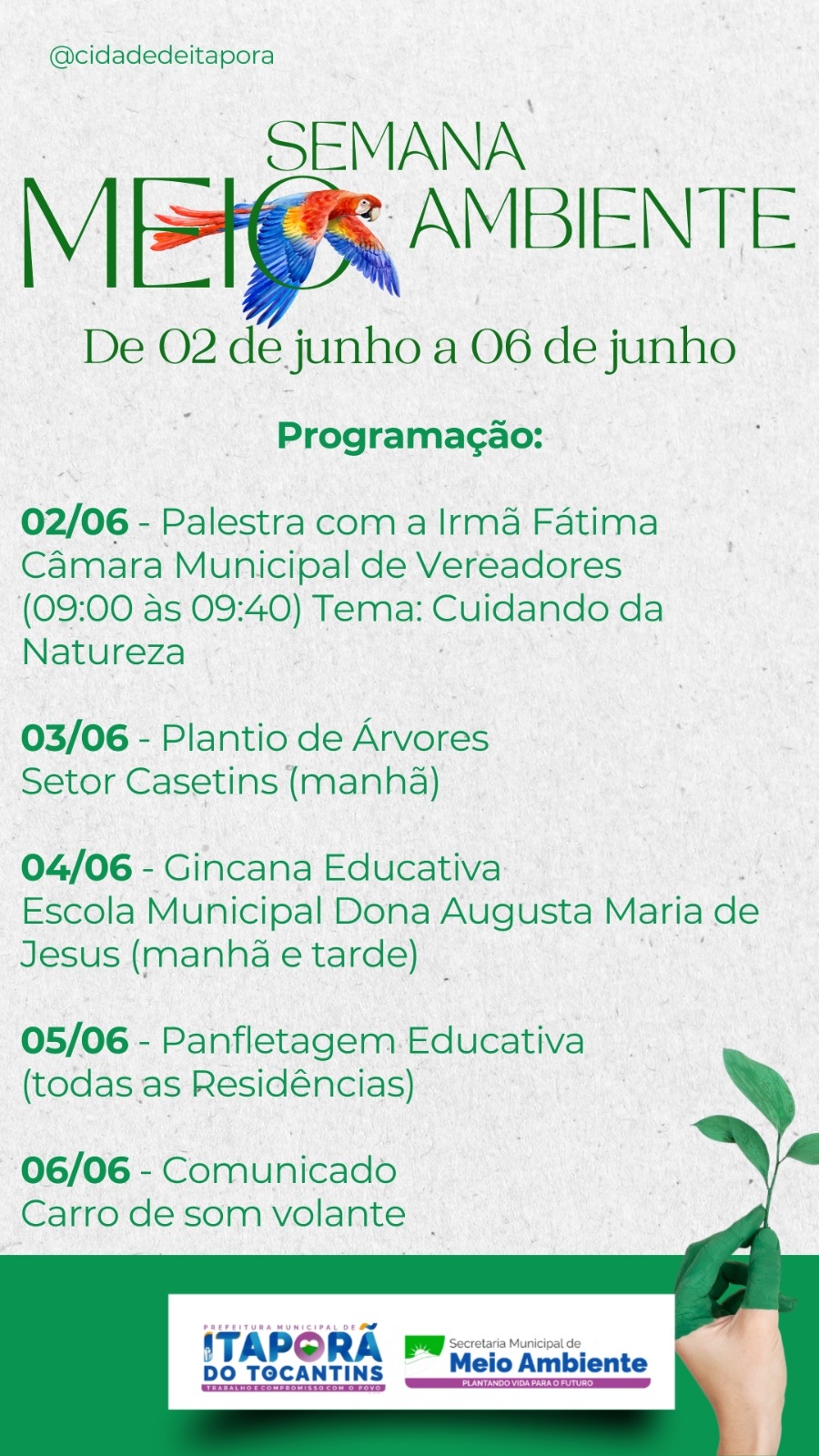 Secretaria Municipal de Meio Ambiente promove Semana do Meio Ambiente com ações especiais