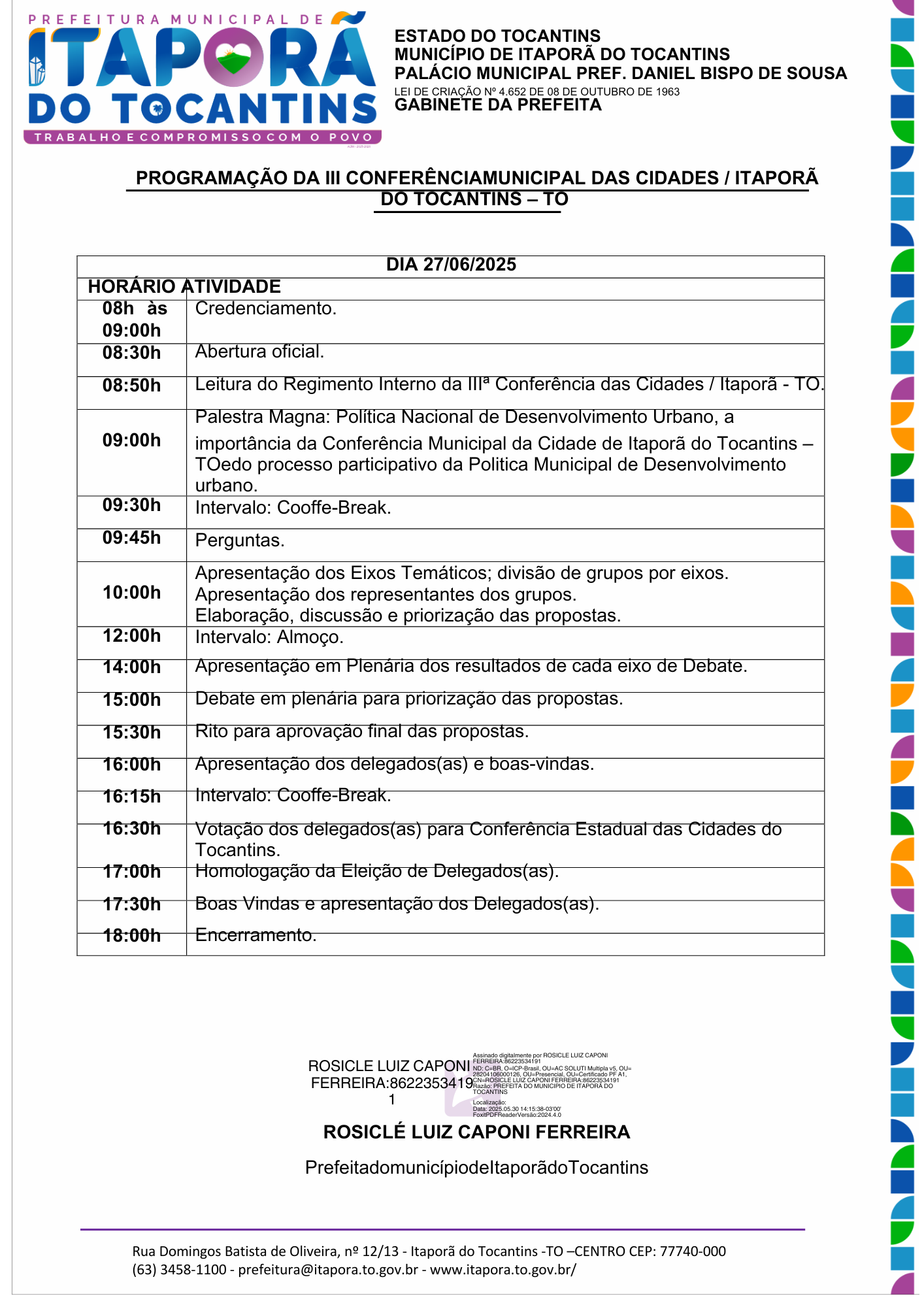 3ª Conferência Municipal das Cidades de Itaporã do Tocantins - 