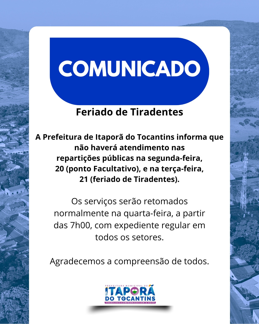 Informativo de Feriado e Ponto Facultativo