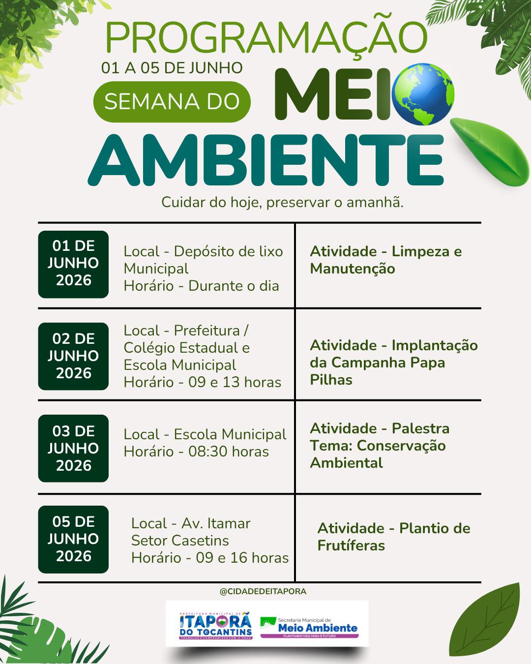 Programação da Semana do Meio Ambiente