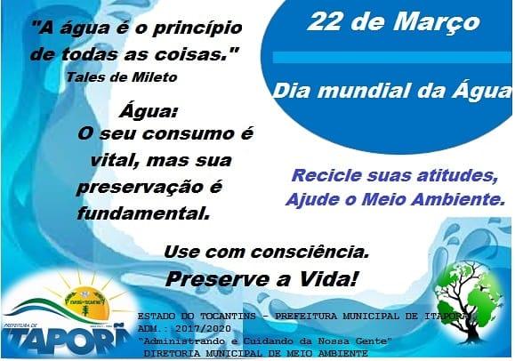 22 DE MARÇO - DIA MUNDIAL DA ÁGUA.